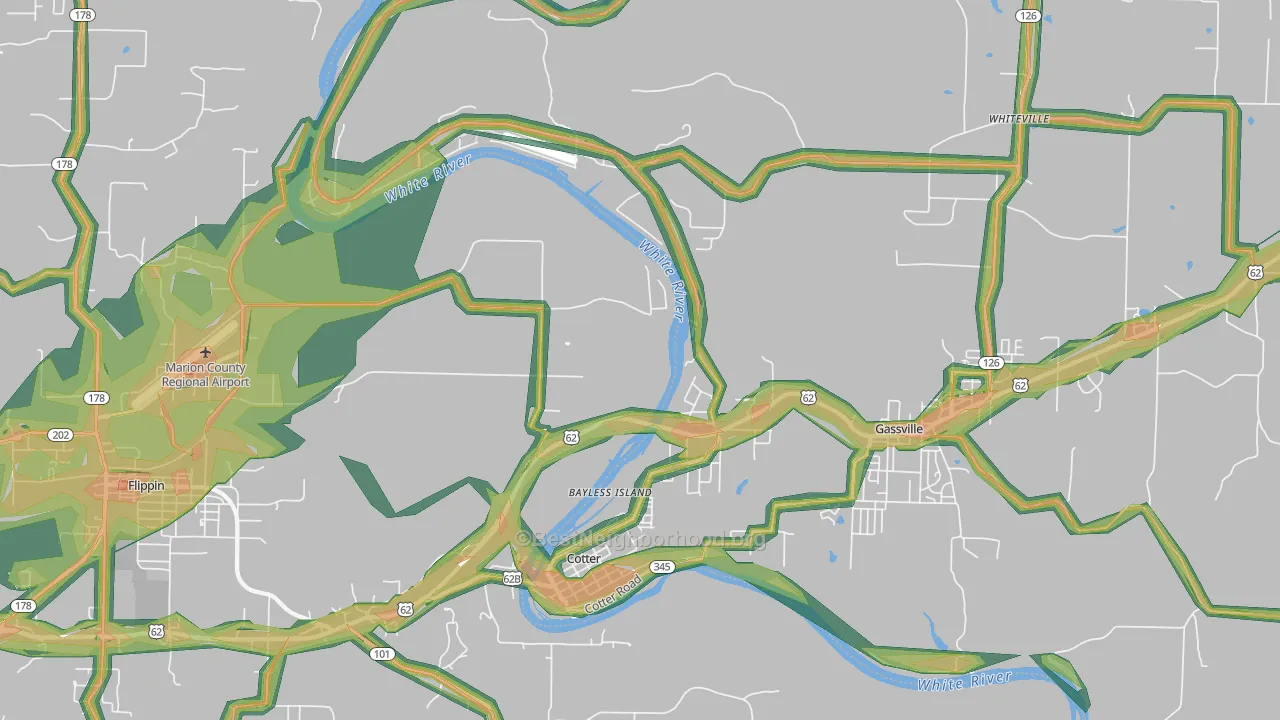 Cotter, AR Map of Noise Levels in Cotter