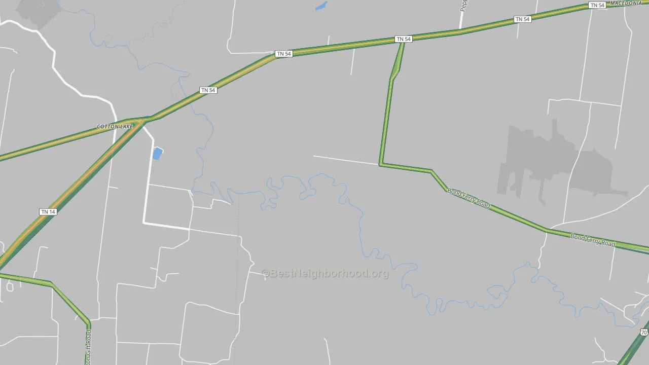 Cotton Lake, TN Map of Noise Levels in Cotton Lake