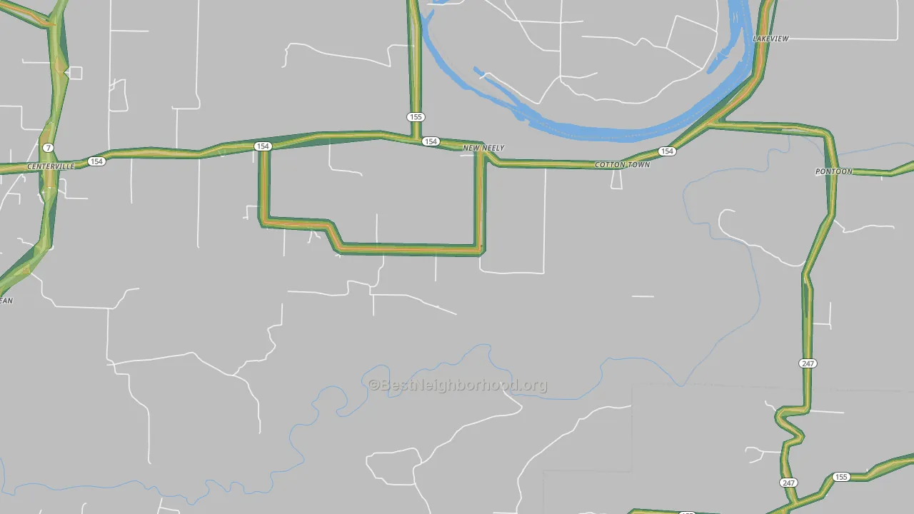 Cotton Town, AR Map of Noise Levels in Cotton Town