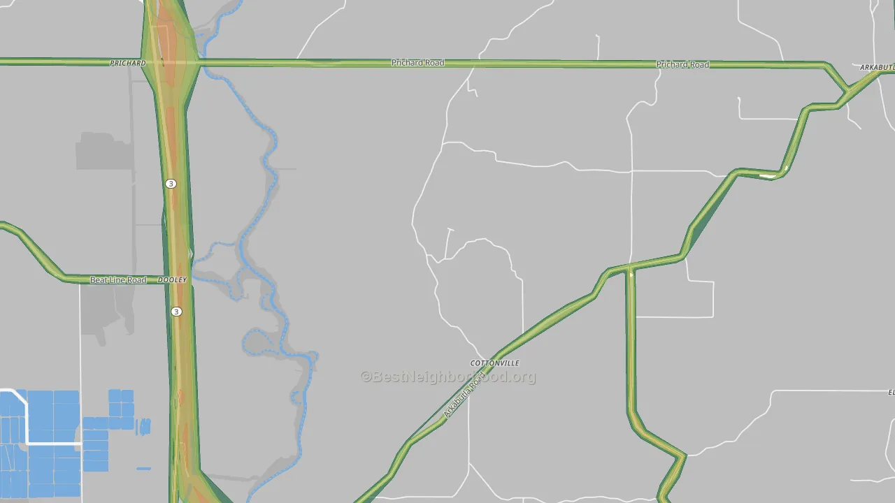 Cottonville, MS Map of Noise Levels in Cottonville