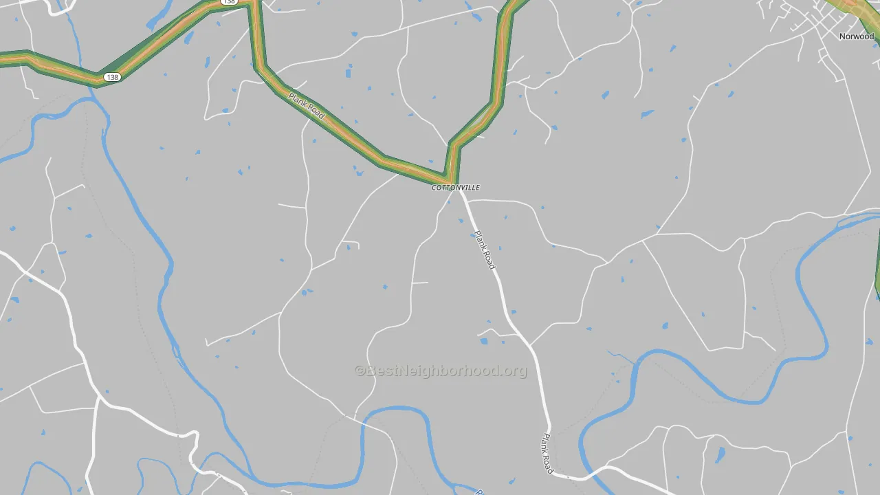 Cottonville, NC Map of Noise Levels in Cottonville