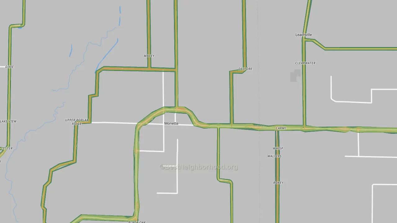 Cottonwood Corner, AR Map of Noise Levels in Cottonwood Corner
