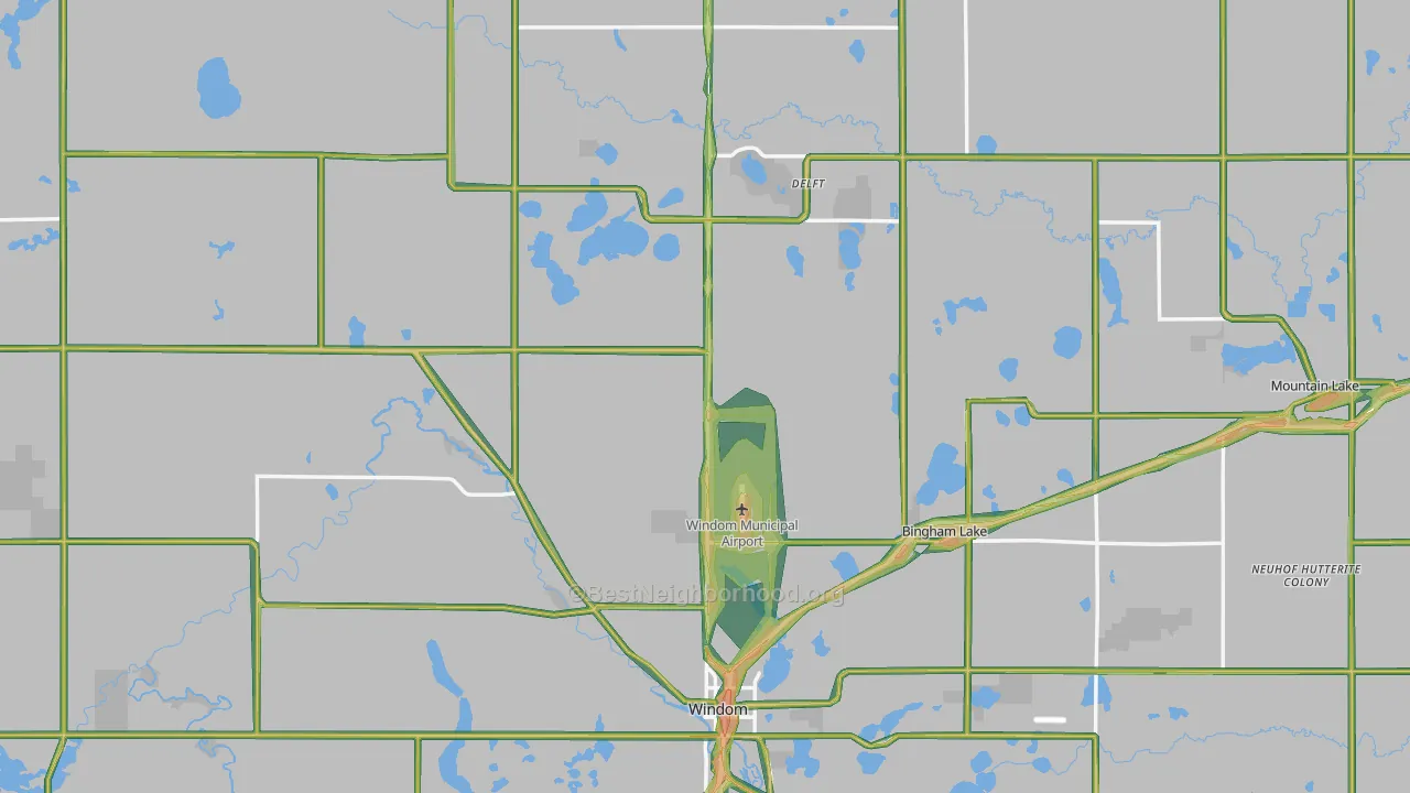 Cottonwood County, MN Map of Noise Levels in Cottonwood County