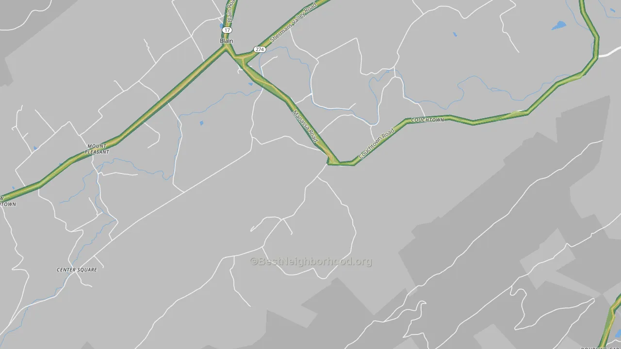 Couchtown, PA Map of Noise Levels in Couchtown