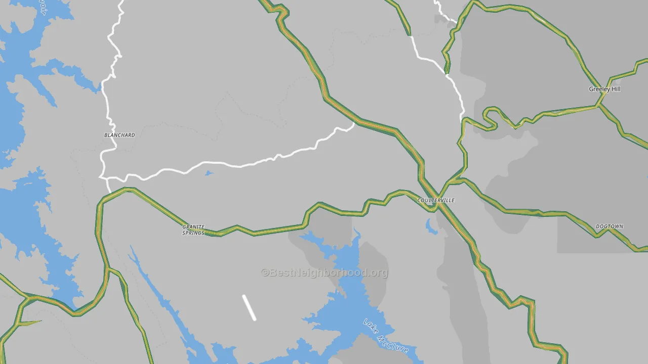 Coulterville, CA Map of Noise Levels in Coulterville