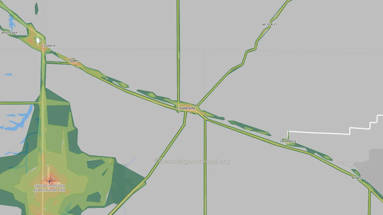 Coulterville, IL Map of Noise Levels in Coulterville