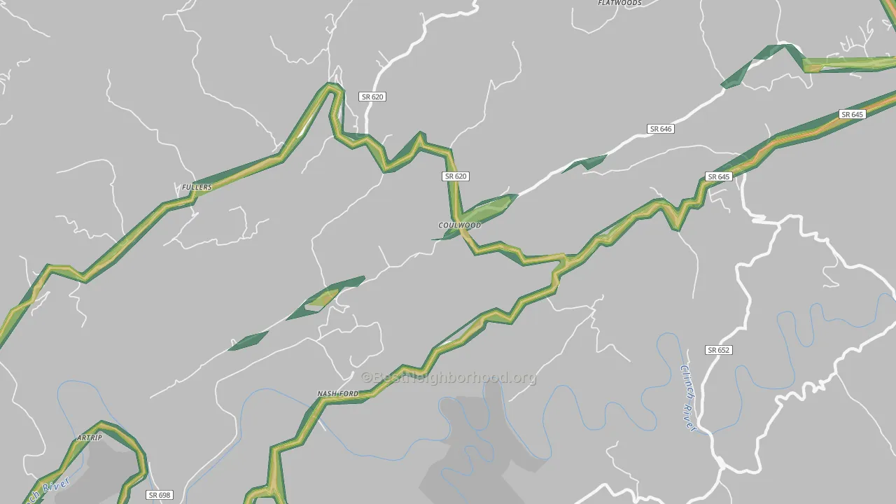 Coulwood, VA Map of Noise Levels in Coulwood