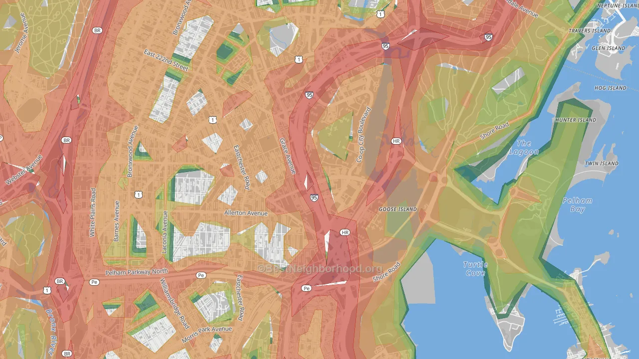 Country Club, Bronx, NY Map of Noise Levels in Country Club