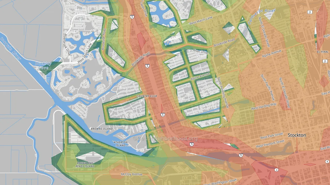 Country Club, CA Map of Noise Levels in Country Club