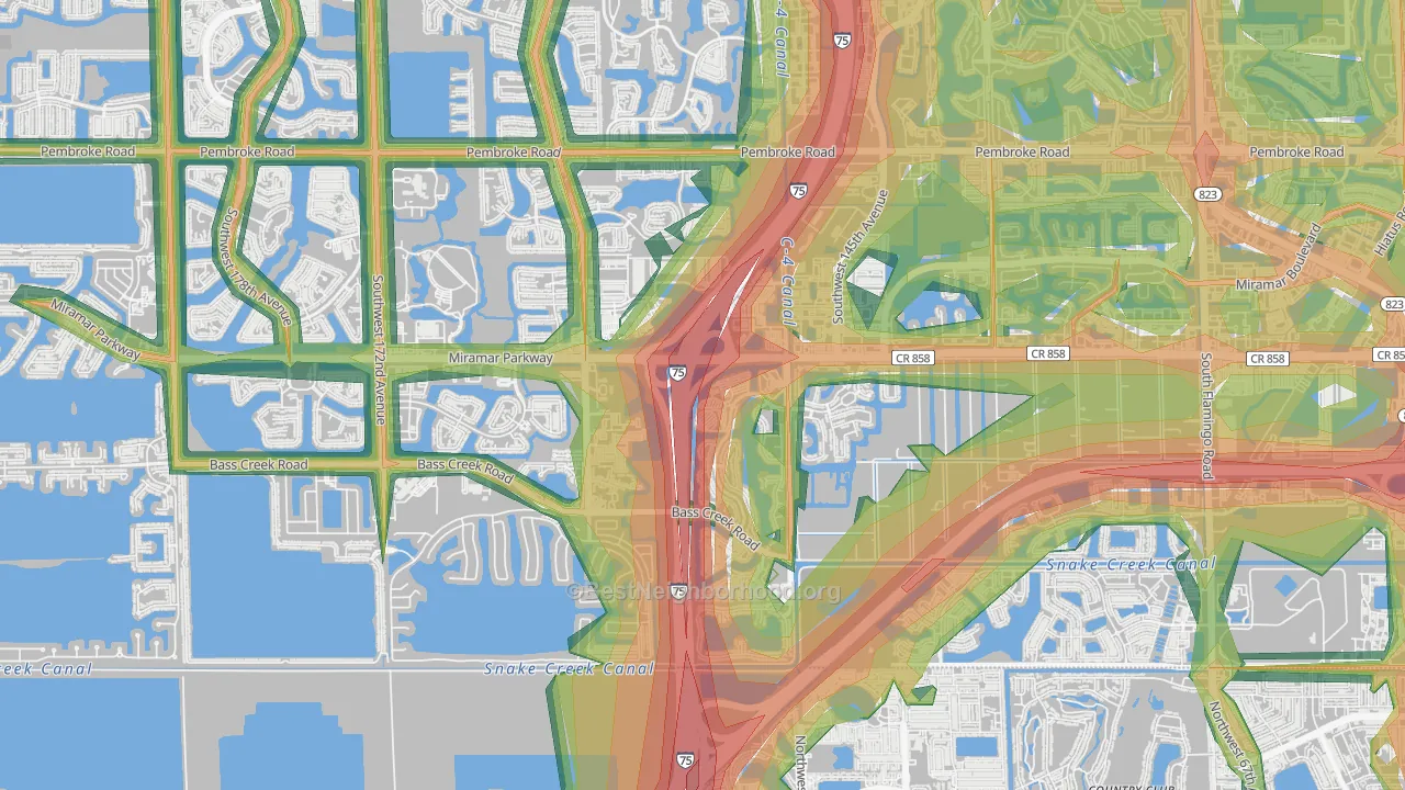 Country Lakes, Miramar, FL Map of Noise Levels in Country Lakes