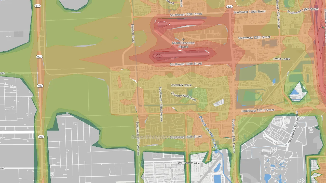 Country Walk, FL Map of Noise Levels in Country Walk