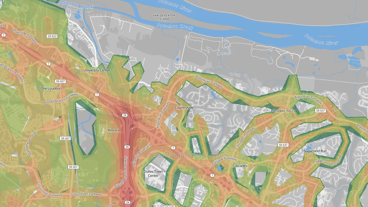 Countryside, VA Map of Noise Levels in Countryside