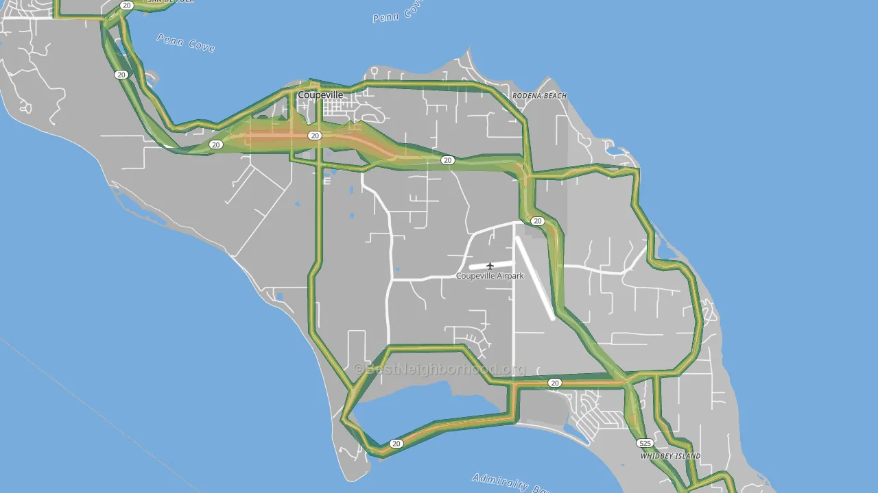 Coupeville, WA Map of Noise Levels in Coupeville