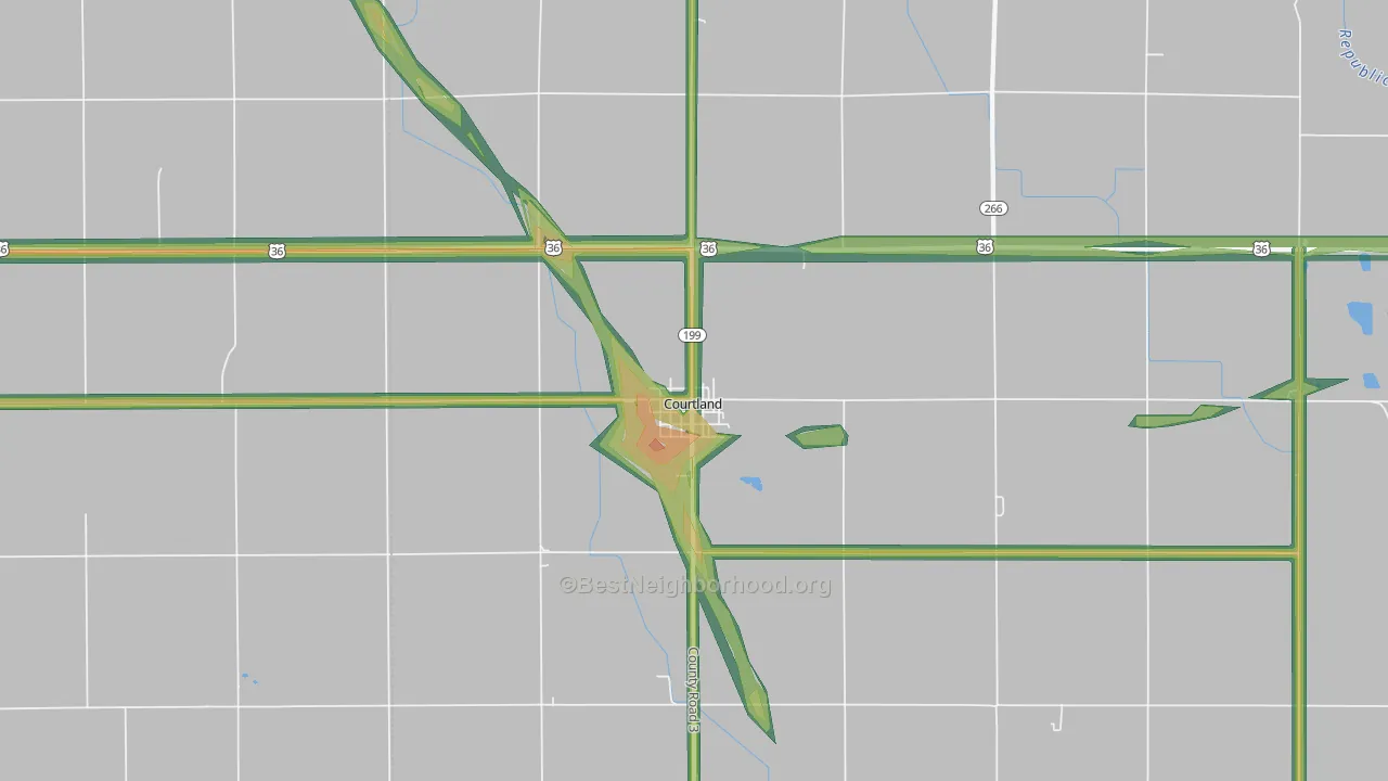 Courtland, KS Map of Noise Levels in Courtland
