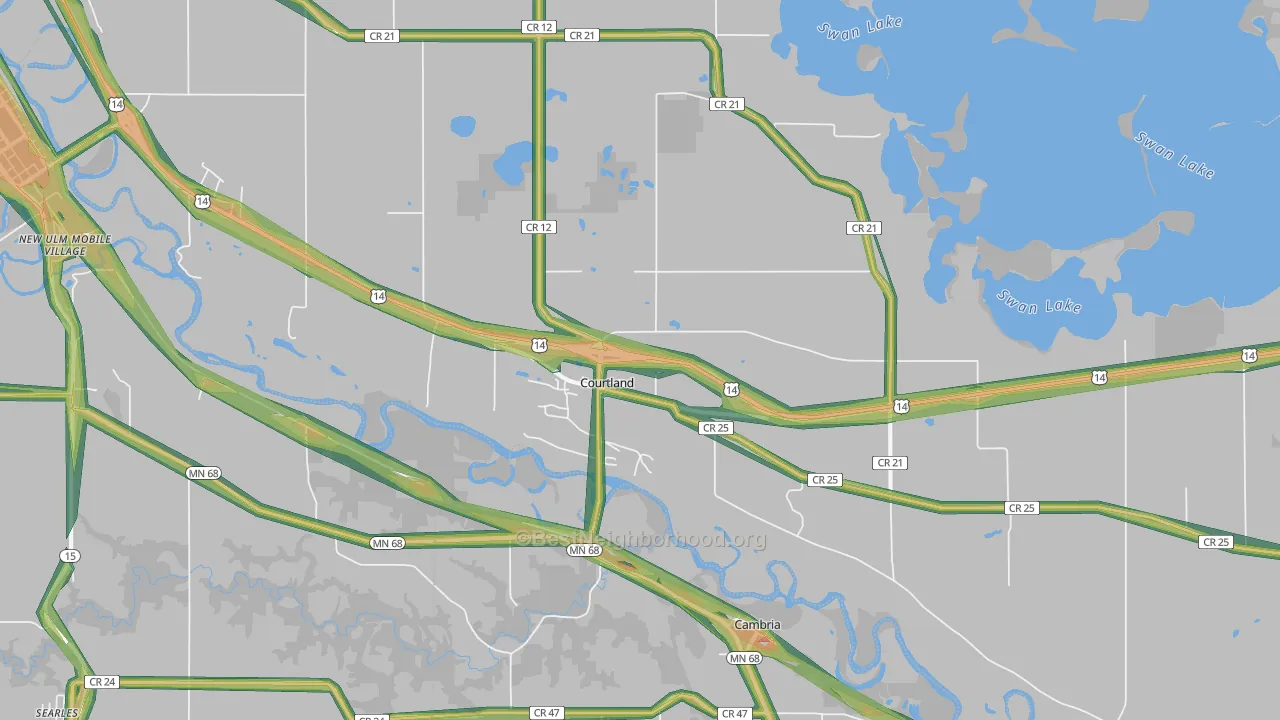 Courtland, MN Map of Noise Levels in Courtland