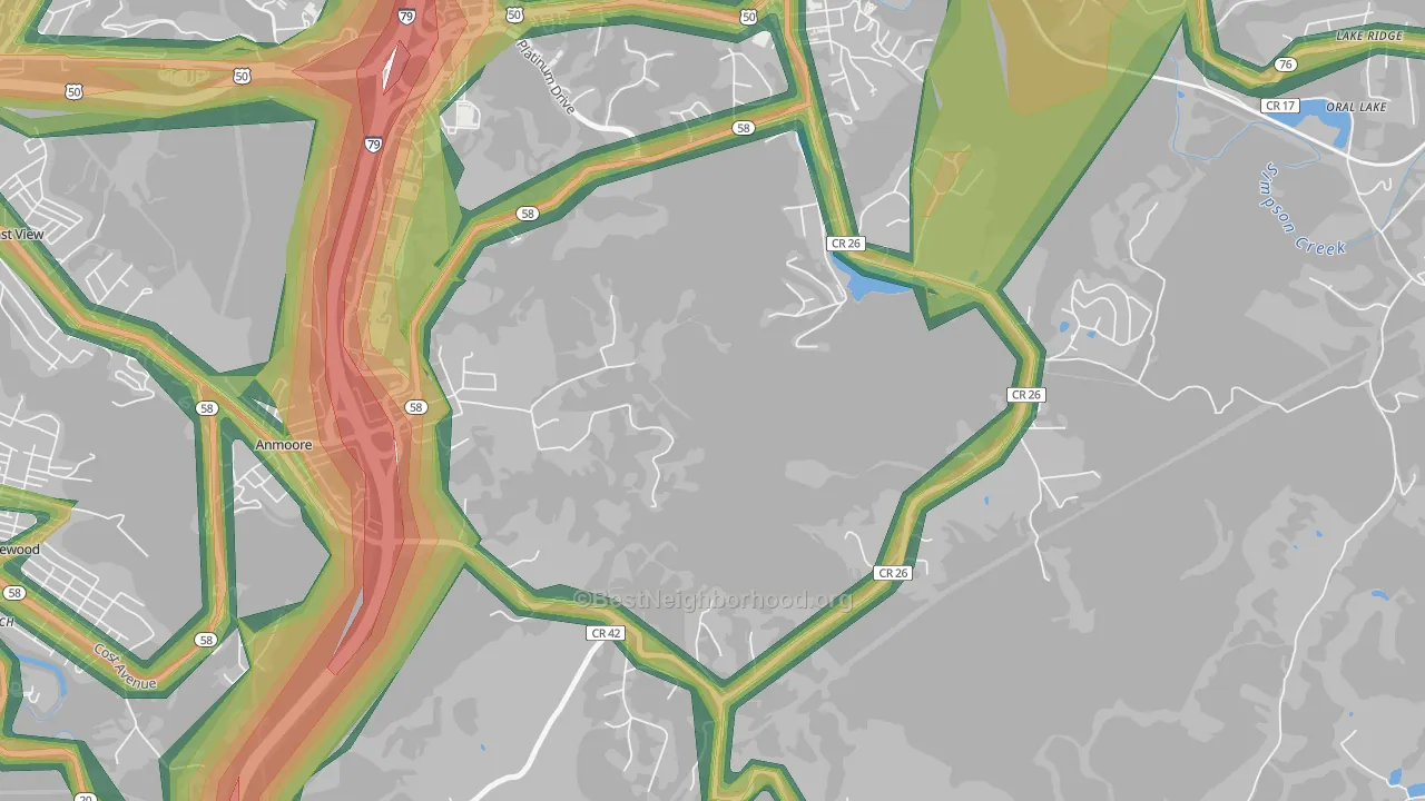 Courtright, WV Map of Noise Levels in Courtright