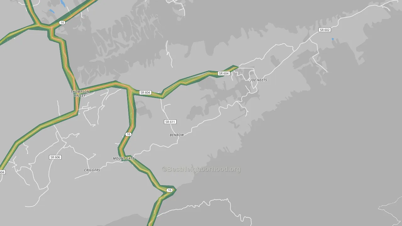 Cove Creek, VA Map of Noise Levels in Cove Creek