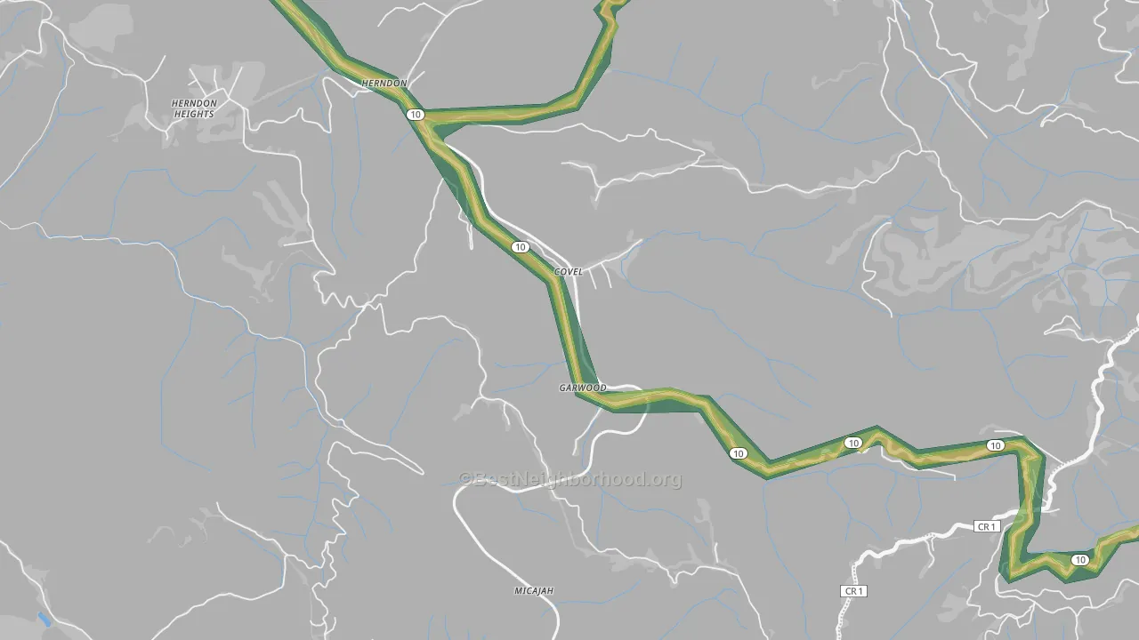 Covel, WV Map of Noise Levels in Covel