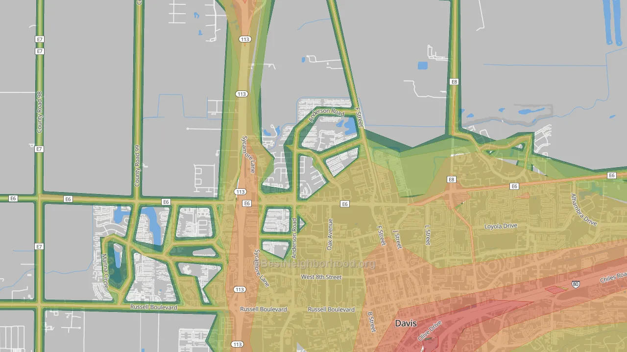 Covell Park, Davis, CA Map of Noise Levels in Covell Park