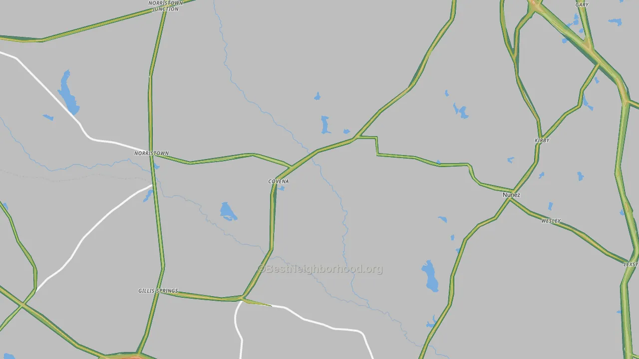 Covena, GA Map of Noise Levels in Covena