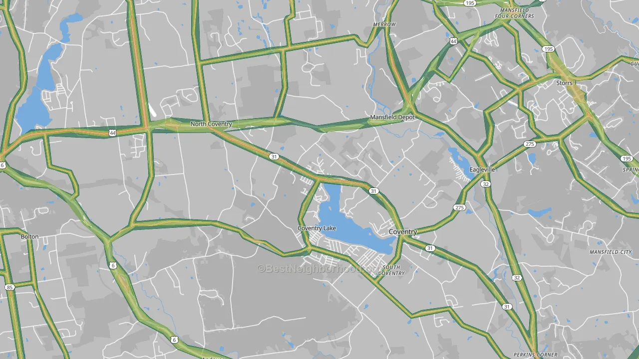 Coventry, CT Map of Noise Levels in Coventry