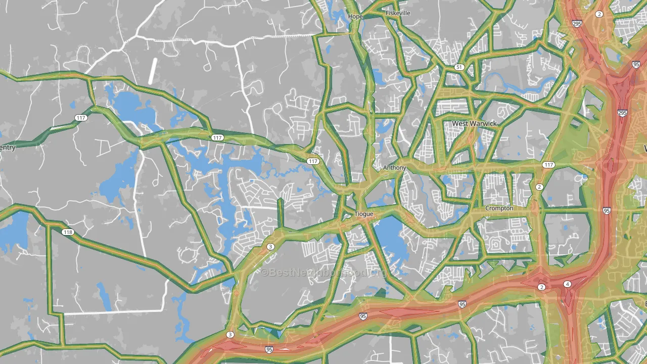 Coventry, RI Map of Noise Levels in Coventry