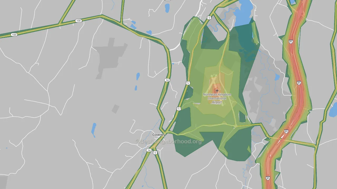 Coventry, VT Map of Noise Levels in Coventry