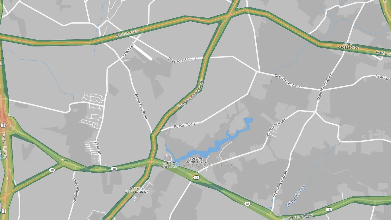 Coverdale Crossroads, DE Map of Noise Levels in Coverdale Crossroads