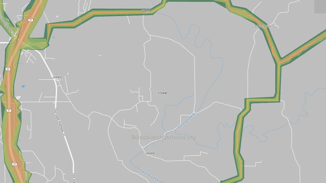 Coveyville, IN Map of Noise Levels in Coveyville