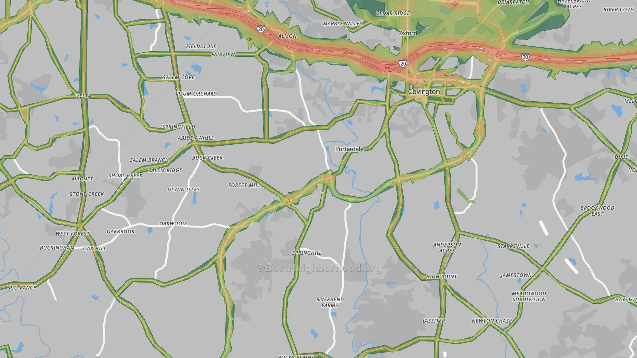 Covington, GA Map of Noise Levels in Covington