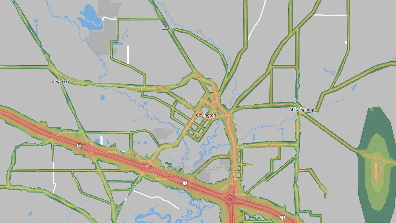 Covington, LA Map of Noise Levels in Covington