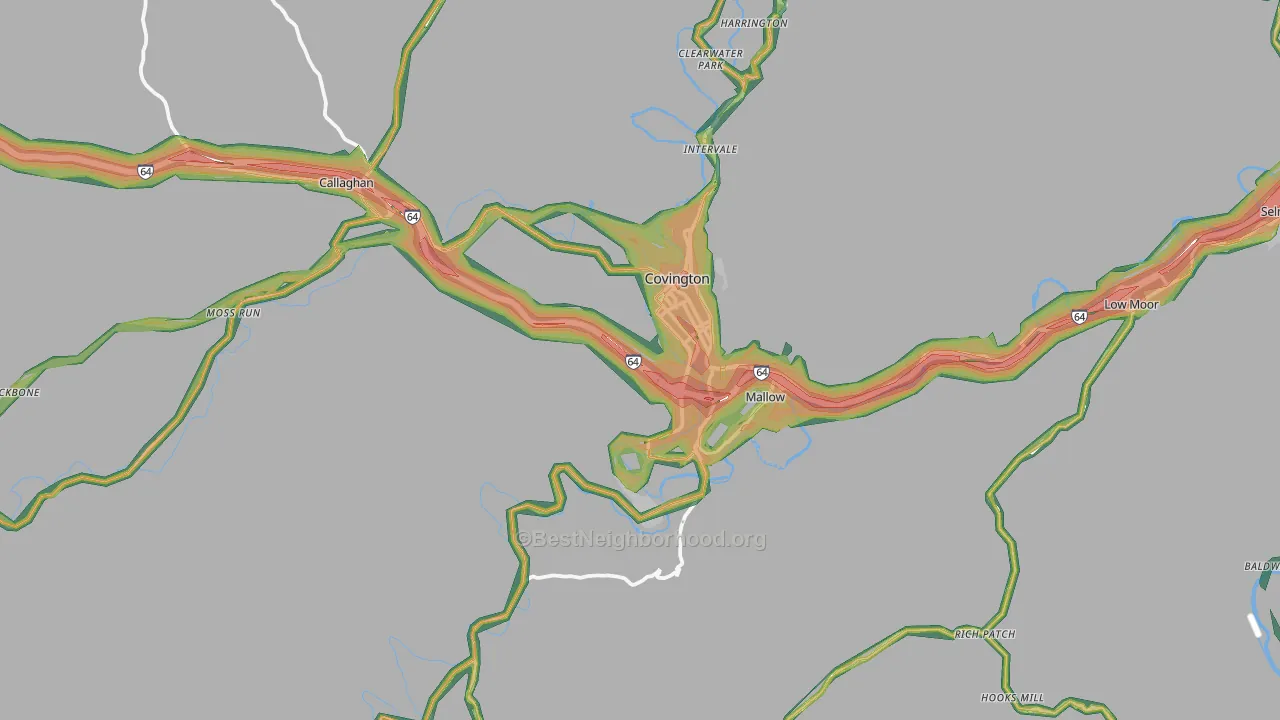Covington, VA Map of Noise Levels in Covington