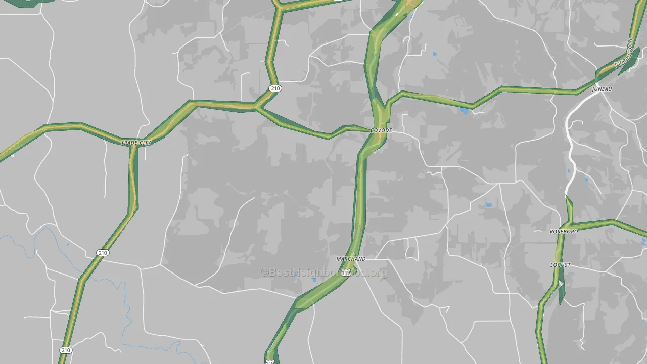 Covode, PA Map of Noise Levels in Covode