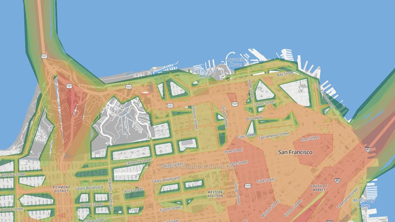 Cow Hollow, San Francisco, CA Map of Noise Levels in Cow Hollow