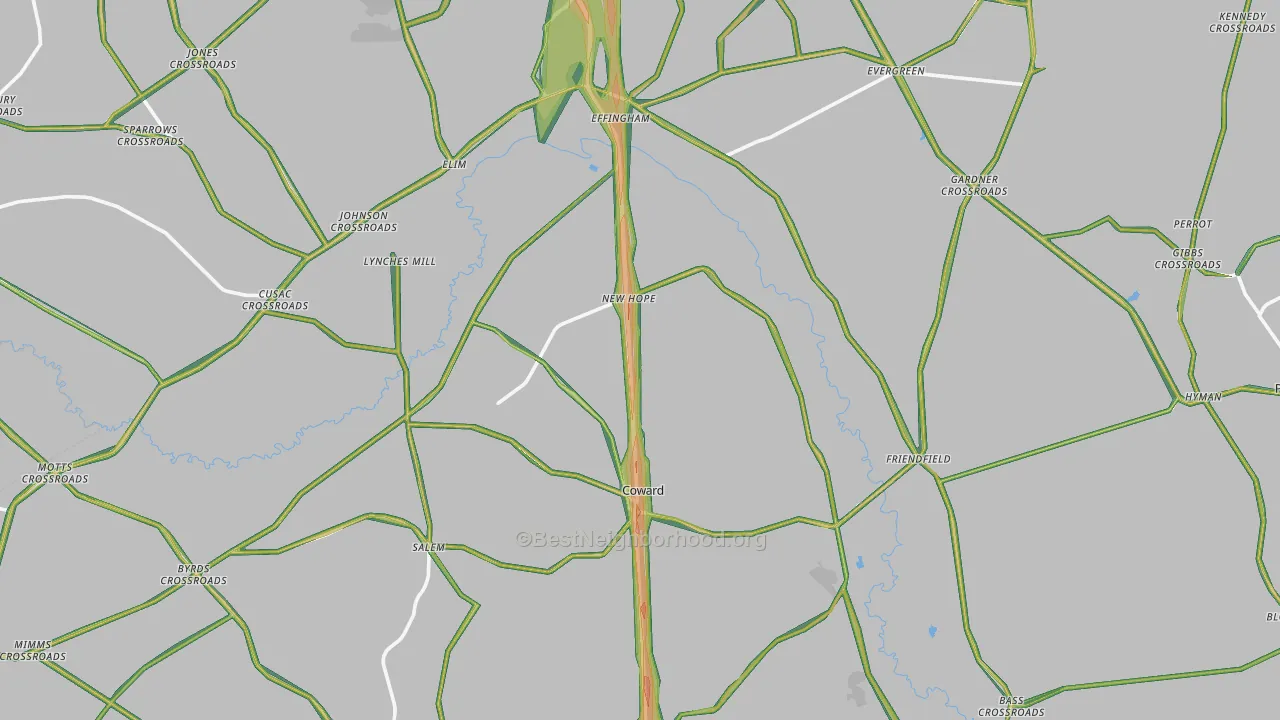 Coward, SC Map of Noise Levels in Coward