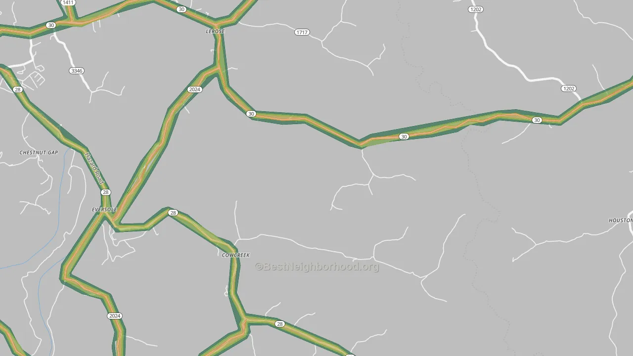 Cowcreek, KY Map of Noise Levels in Cowcreek