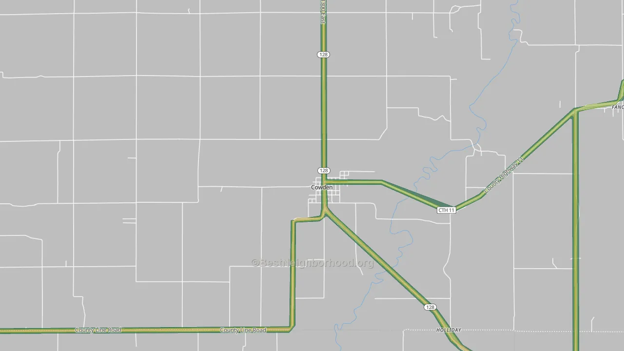 Cowden, IL Map of Noise Levels in Cowden
