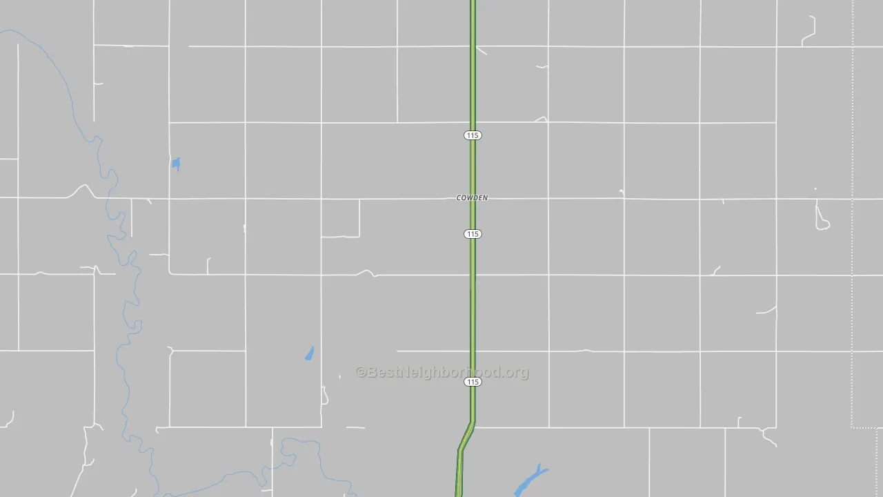 Cowden, OK Map of Noise Levels in Cowden