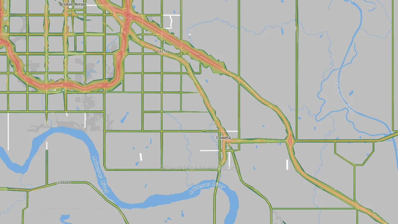 Coweta, OK Map of Noise Levels in Coweta