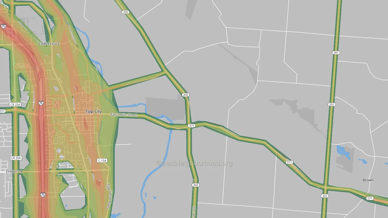 Cowlesville, OH Map of Noise Levels in Cowlesville
