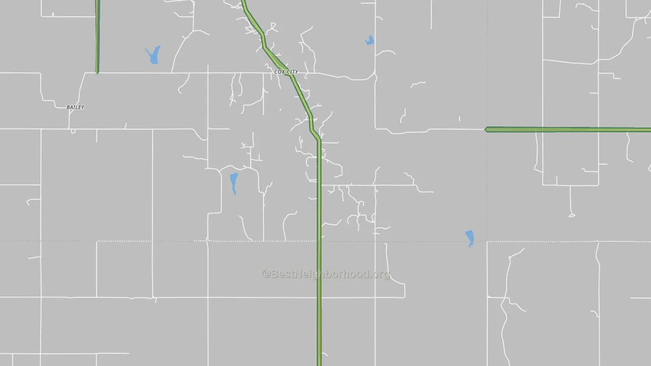 Cox City, OK Map of Noise Levels in Cox City