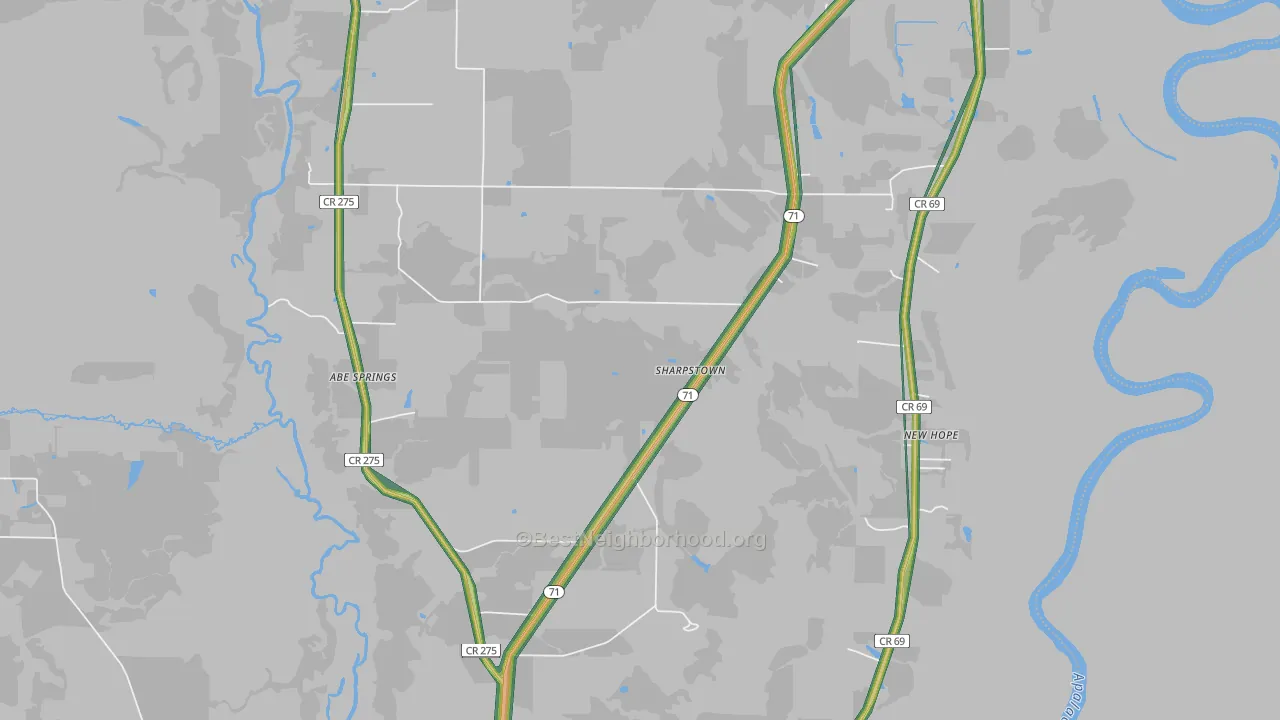 Cox, FL Map of Noise Levels in Cox