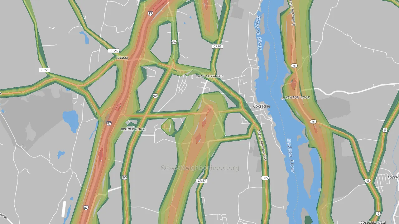 Coxsackie, NY Map of Noise Levels in Coxsackie