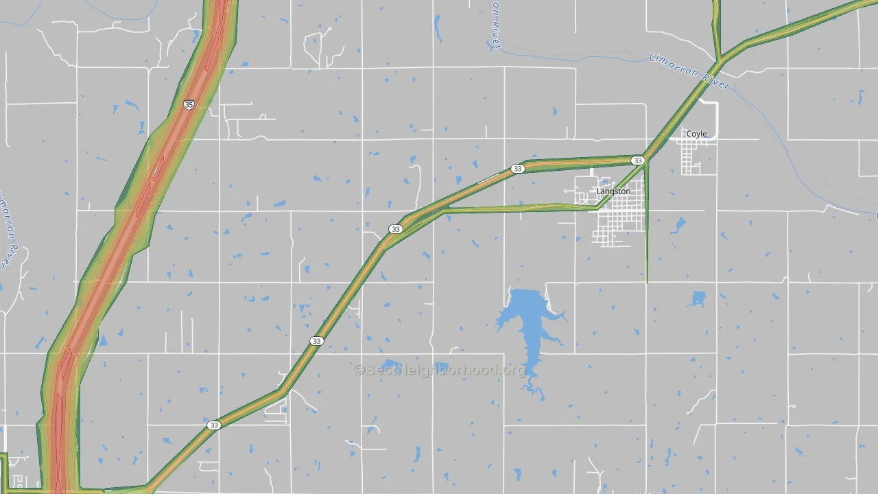 Coyle, OK Map of Noise Levels in Coyle