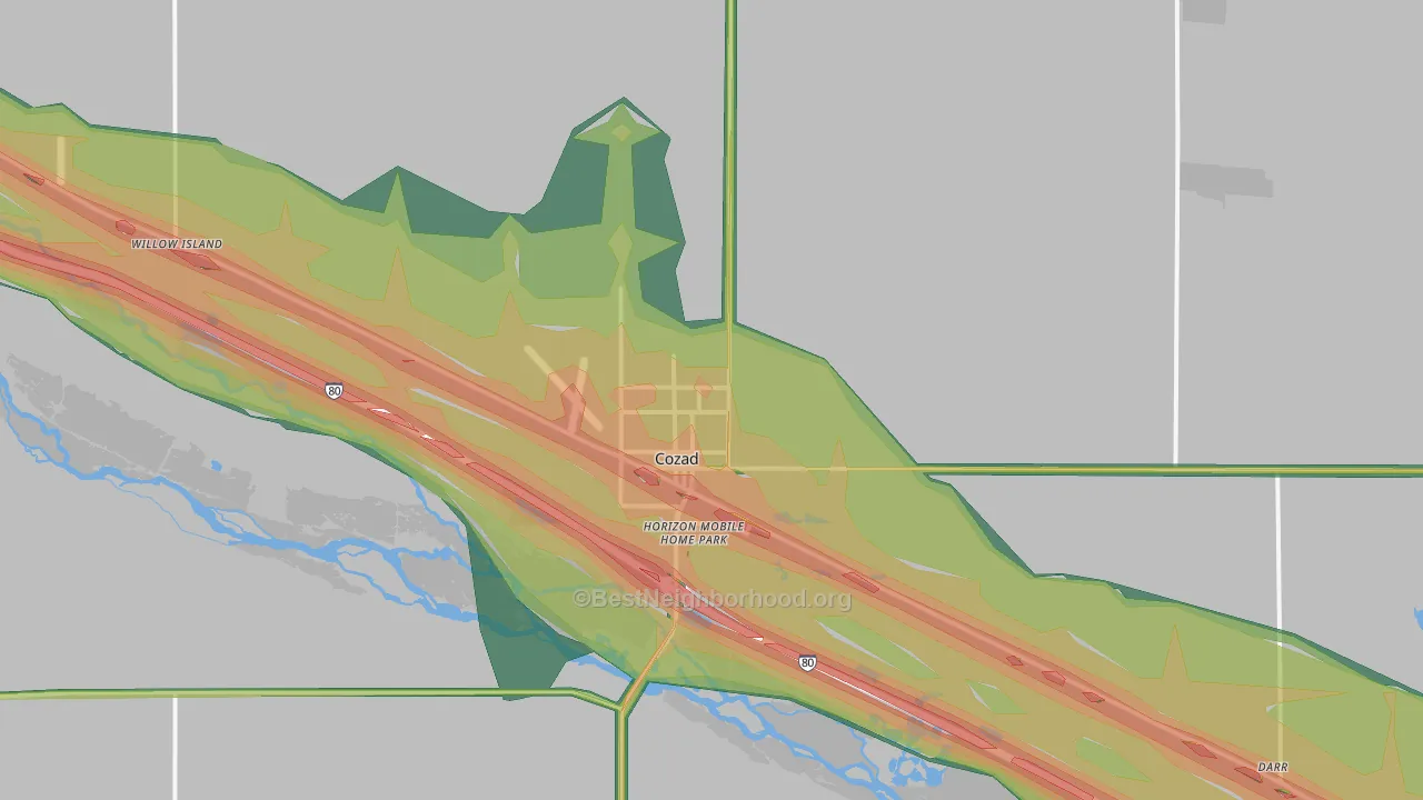 Cozad, NE Map of Noise Levels in Cozad