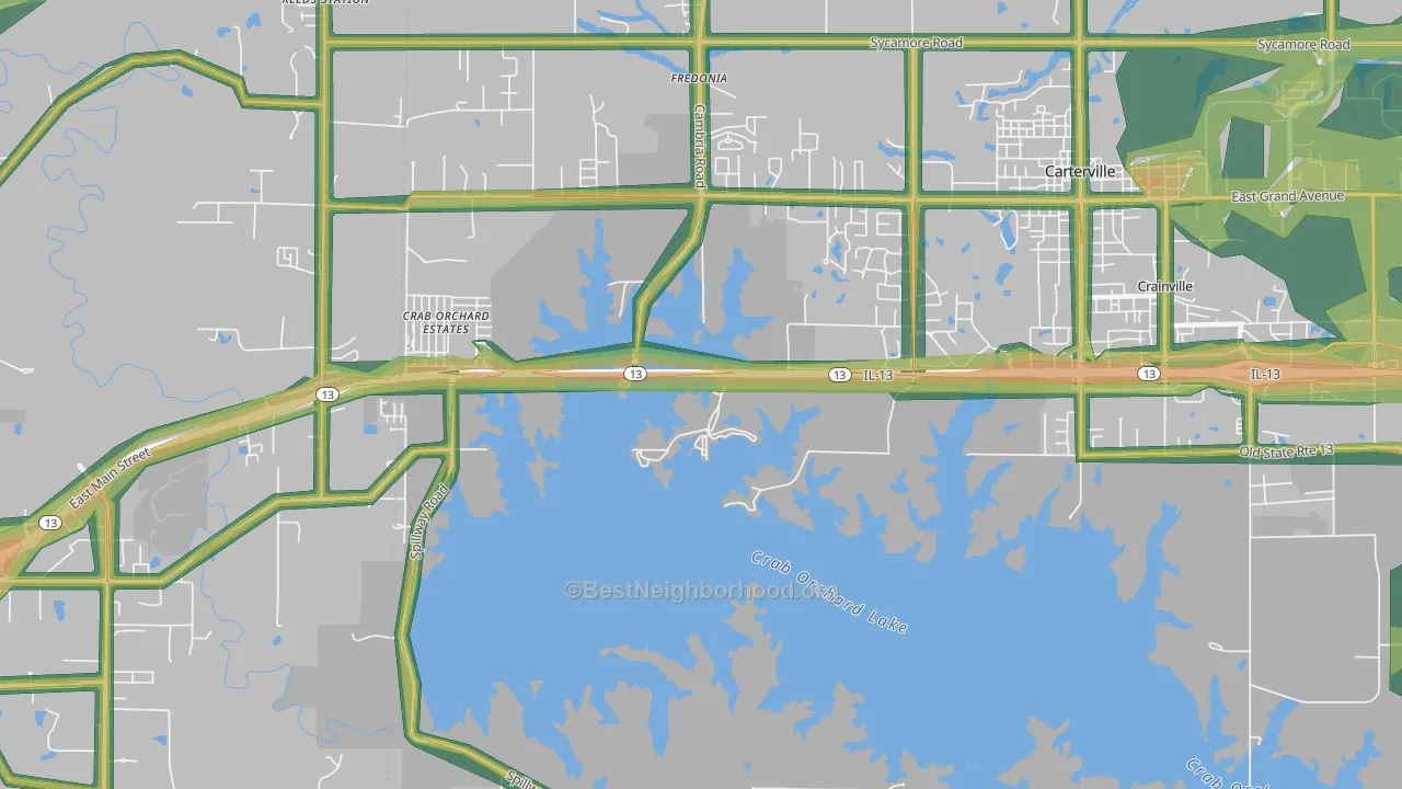 Crab Orchard Estates, IL Map of Noise Levels in Crab Orchard Estates
