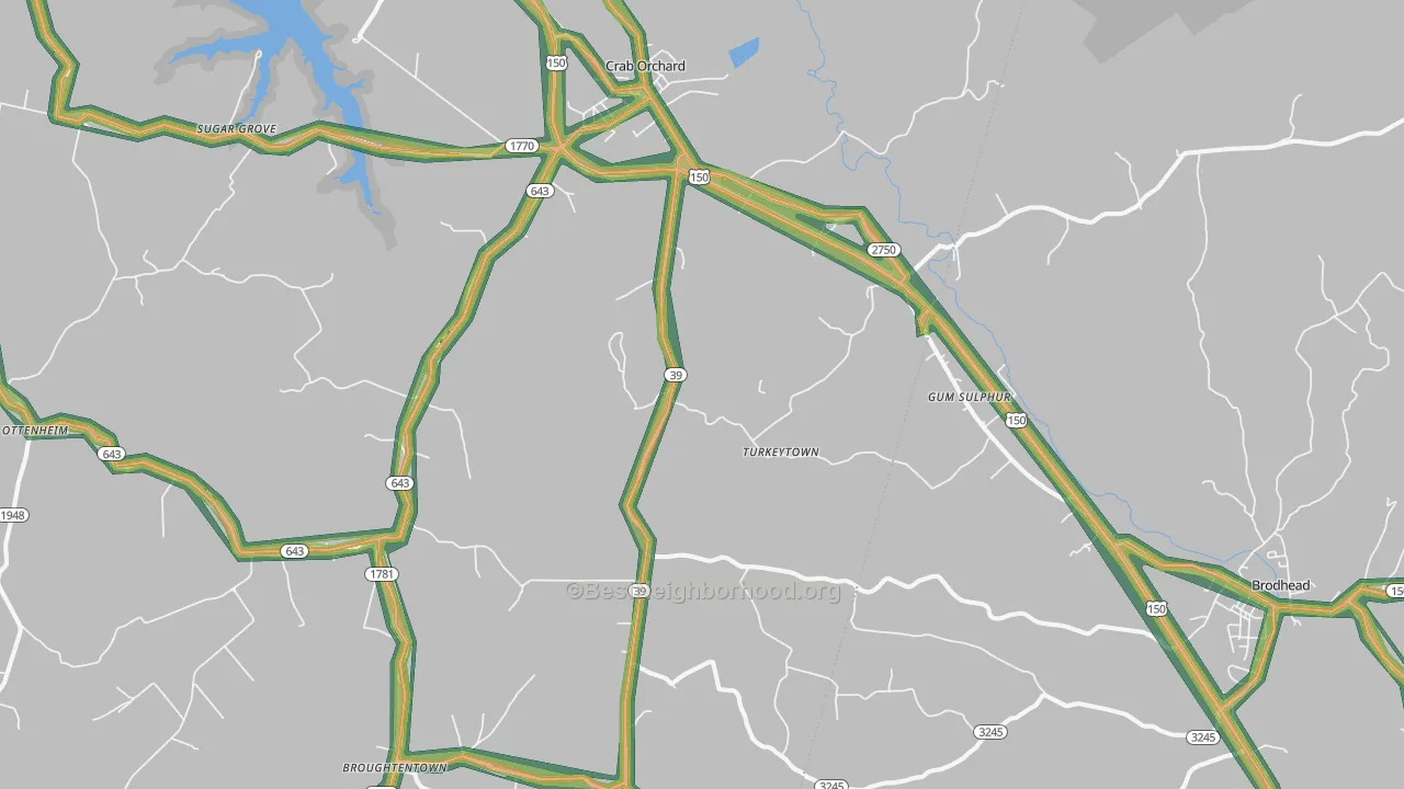 Crab Orchard, KY Map of Noise Levels in Crab Orchard