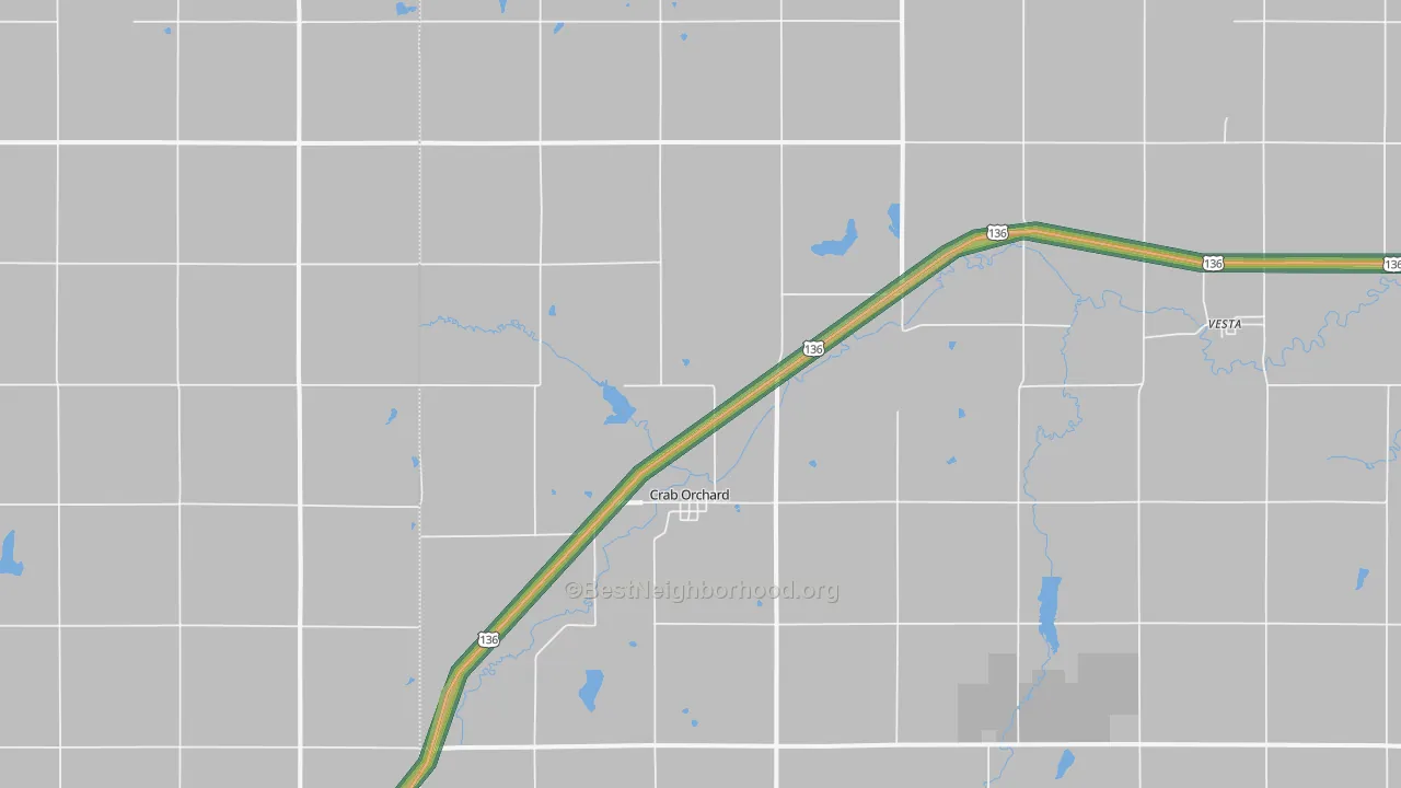 Crab Orchard, NE Map of Noise Levels in Crab Orchard