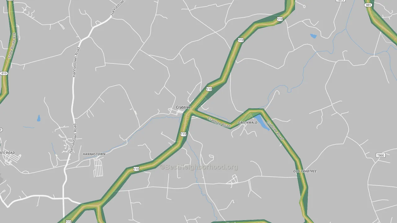 Crabtree, PA Map of Noise Levels in Crabtree