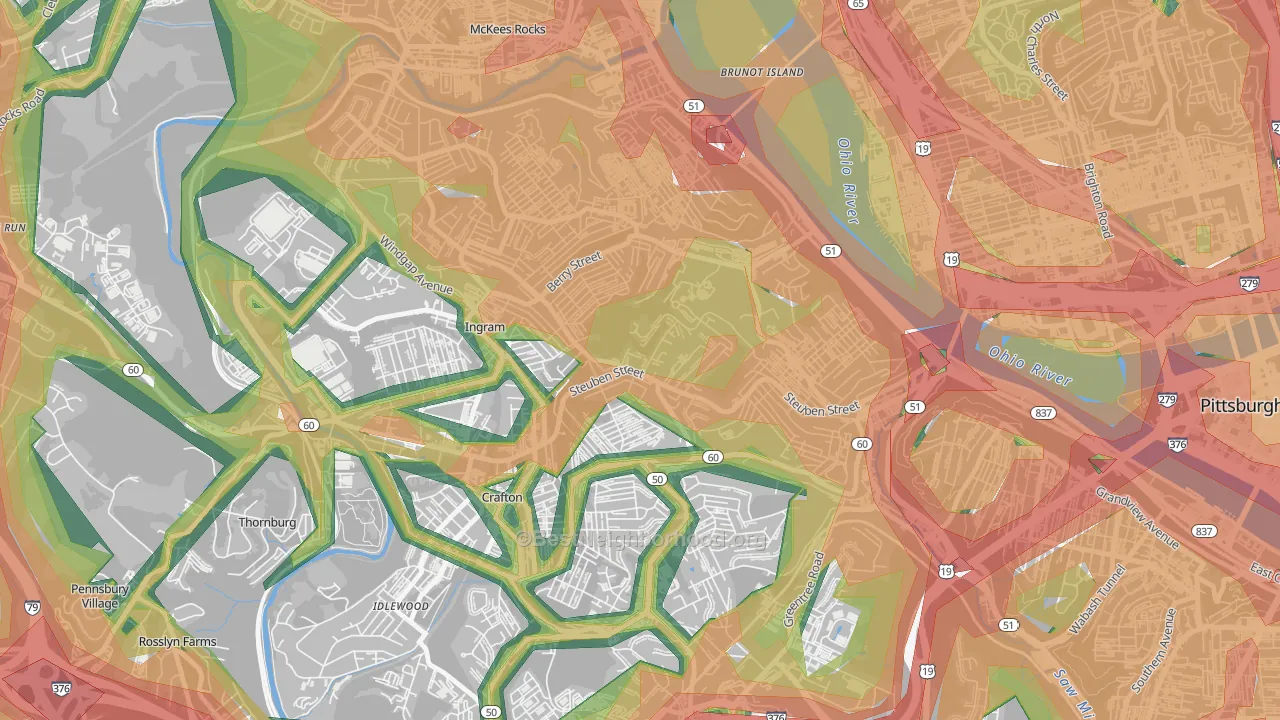 Crafton Heights, Pittsburgh, PA Map of Noise Levels in Crafton Heights